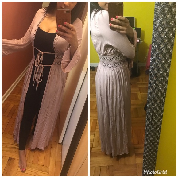 Boho kimono coverup/ cardigan mauve size medium - Picture 3 of 4